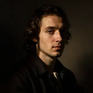 A portrait lit with classic Rembrandt lighting — triangle of