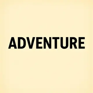 The word 'ADVENTURE' in big bold letters centered on a plain