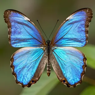 A Morpho menelaus butterfly with accurate iridescent blue do