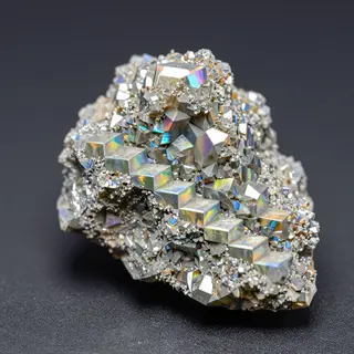 A specimen of bismuth crystal showing accurate iridescent ox