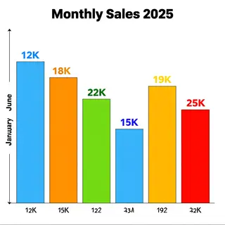 A bar chart showing monthly sales for January through June w