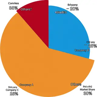 A pie chart showing market share: Company A 35%, Company B 2