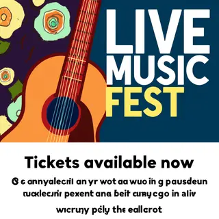 An event poster featuring a guitar illustration, the headlin