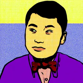 A portrait of a man in Pop Art style — bold outlines, Ben-Da