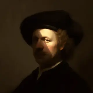 A portrait lit with classic Rembrandt lighting — triangle of