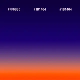 A sunset sky gradient on a flat surface from #FF6B35 (orange