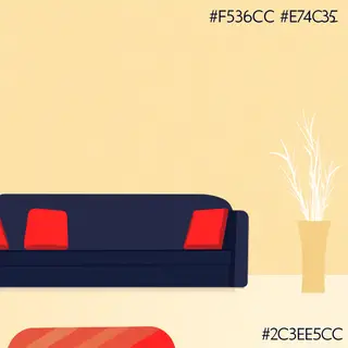 A minimalist room with walls in #F5E6CC (warm cream), a sofa