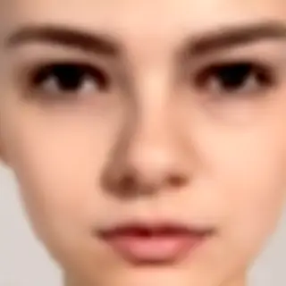 A human face with eyes, nose, and mouth but no eyebrows