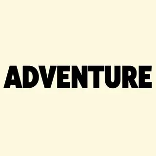 The word 'ADVENTURE' in big bold letters centered on a plain