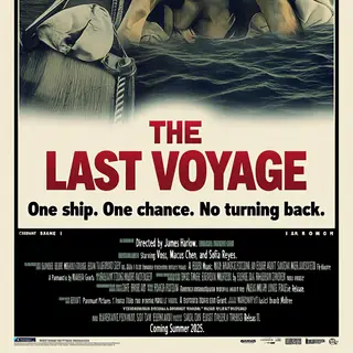 A vintage movie poster for 'THE LAST VOYAGE' featuring a tag