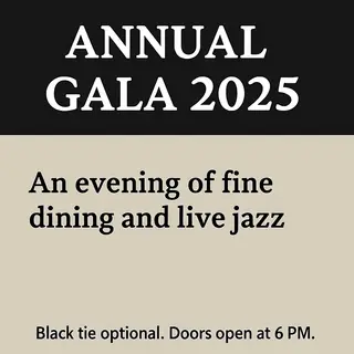 An event banner with headline 'ANNUAL GALA 2025' at the top 