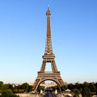 The Eiffel Tower in Paris on a clear day, architecturally ac