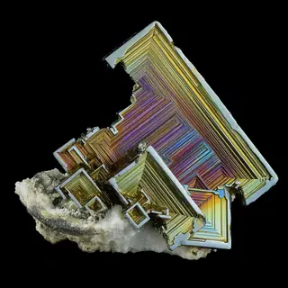 A specimen of bismuth crystal showing accurate iridescent ox