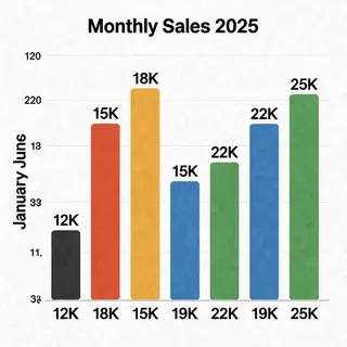 A bar chart showing monthly sales for January through June w