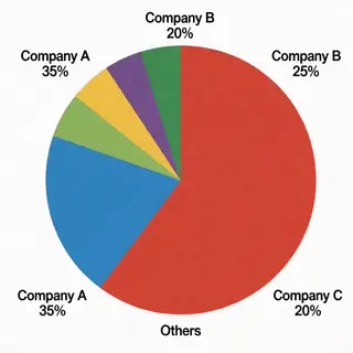 A pie chart showing market share: Company A 35%, Company B 2