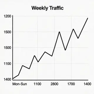 A simple line graph showing daily website visitors over one 