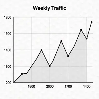A simple line graph showing daily website visitors over one 
