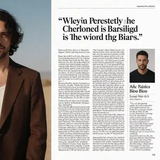 A magazine double-page spread with a left page containing a 