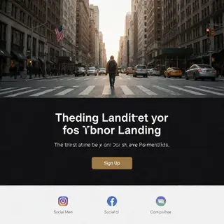 A landing page design with a hero header image at the top, a