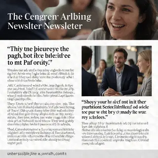 A newsletter layout with a banner image header, a two-column