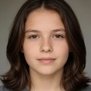 A headshot of a teenager with a relaxed, neutral face