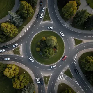 An aerial bird's-eye view looking straight down at a traffic