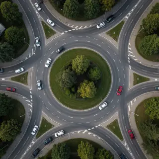 An aerial bird's-eye view looking straight down at a traffic