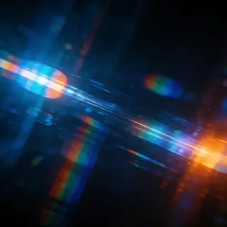 A cinematic frame with blue and orange anamorphic lens flare