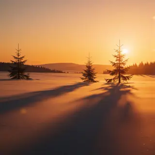 A landscape photograph bathed in golden hour light — long wa