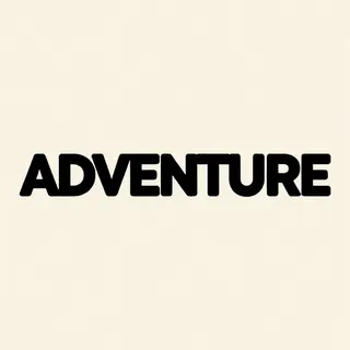 The word 'ADVENTURE' in big bold letters centered on a plain