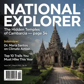 A magazine cover titled 'NATIONAL EXPLORER' with cover lines