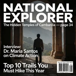 A magazine cover titled 'NATIONAL EXPLORER' with cover lines