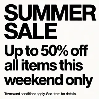 A poster with headline 'SUMMER SALE' in large bold text, bod