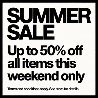 A poster with headline 'SUMMER SALE' in large bold text, bod