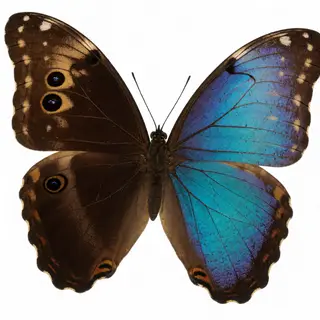 A Morpho menelaus butterfly with accurate iridescent blue do