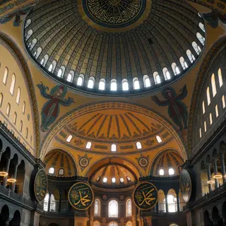 The Hagia Sophia interior showing the massive central dome, 