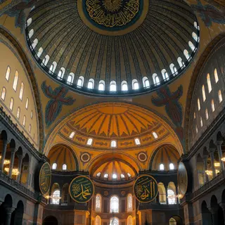 The Hagia Sophia interior showing the massive central dome, 