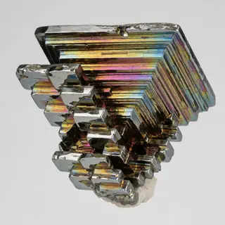 A specimen of bismuth crystal showing accurate iridescent ox
