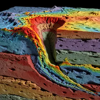 A cross-section showing tectonic plates at a convergent boun