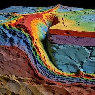 A cross-section showing tectonic plates at a convergent boun