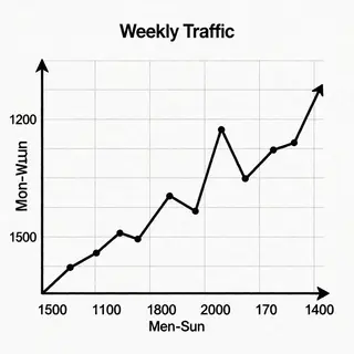A simple line graph showing daily website visitors over one 