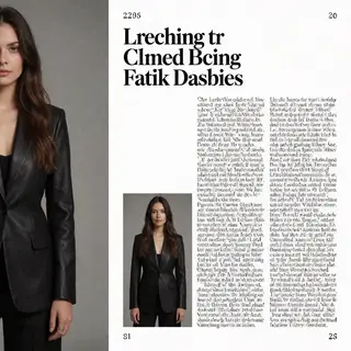 A fashion magazine spread with a full-bleed left-page photo,