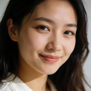 A close-up portrait of a young woman with a warm natural smi