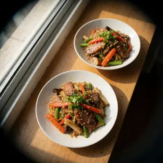 A food photograph shot from above at 35mm f/2.8 with natural