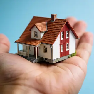 A miniature house sitting on the palm of someone's hand