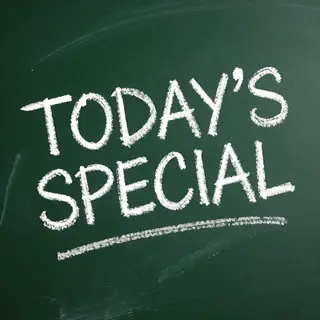 The phrase 'TODAY'S SPECIAL' written in white chalk on a dar