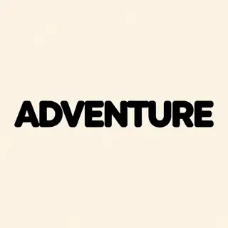The word 'ADVENTURE' in big bold letters centered on a plain