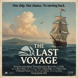 A vintage movie poster for 'THE LAST VOYAGE' featuring a tag
