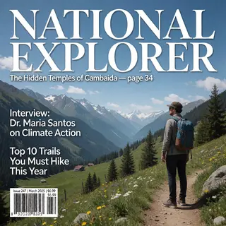 A magazine cover titled 'NATIONAL EXPLORER' with cover lines