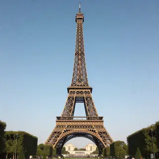 The Eiffel Tower in Paris on a clear day, architecturally ac
